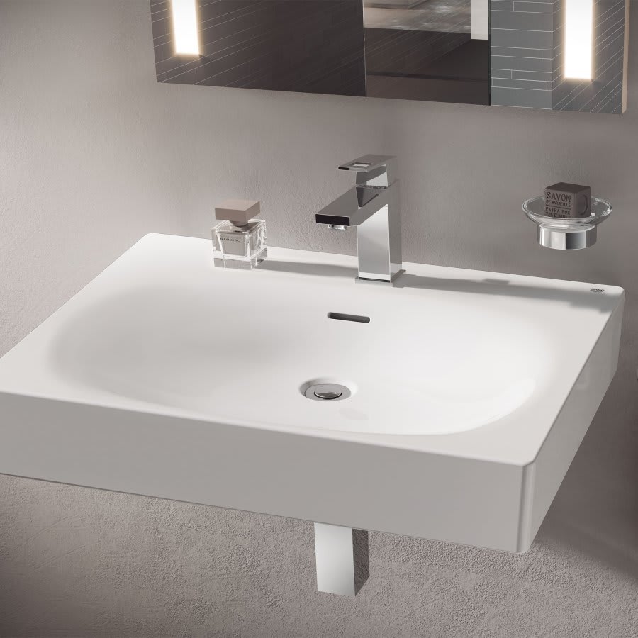 Eurocube® Wall Mount Lavatory Sink, ADA, 24-13/16 x 19 x 5-7/16 in, Fireclay, Alpine White