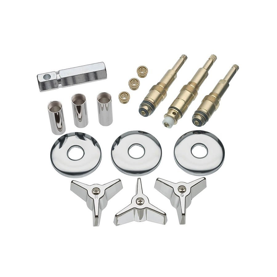 Tub/Shower 3-Handle Remodeling Kit, Brass, Polished Chrome