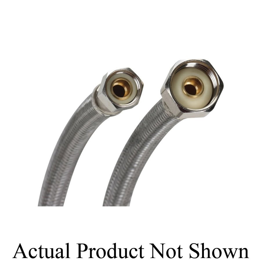 Flexible Water Supply, 1/2 in, Comp x FNPT, 12 in L, Stainless Steel