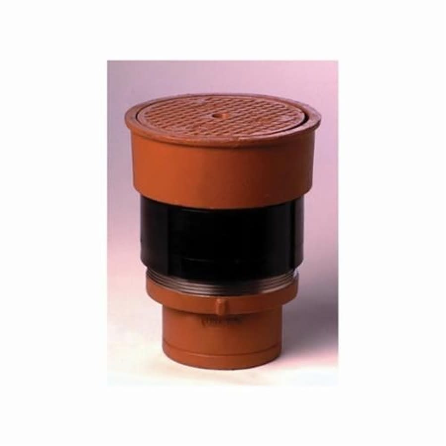 Unfinished Floor Cleanout With Round Top, 7 in Cleanout, 4 in Outlet, Duco Cast Iron