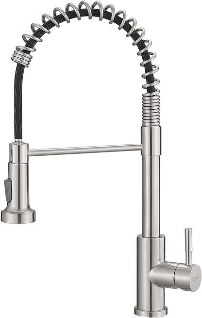 1.8GPM Kitchen Faucet with Pull Down Sprayer High Arc Single Handle Spring Kitchen Sink Faucet Brushed Nickel Modern Stainless Steel