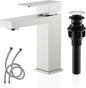 Single Handle Bathroom Sink Faucet, Brushed Nickel Vanity Faucet for Bathroom Sink, with Pop Up Drain Stopper & Water Supply Lines
