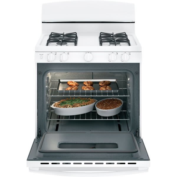 GE 30 in. 4.8 cu. ft. Freestanding Gas Range in White (JGBS10DEMWW)