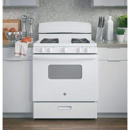 GE 30 in. 4.8 cu. ft. Freestanding Gas Range in White (JGBS10DEMWW)