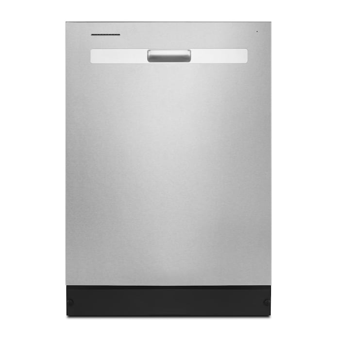 Whirlpool 4 Piece Kitchen Appliances Package with Side-by-Side Refrigerator, Electric Range, Dishwasher, and Over the Range Microwave in Fingerprint Resistant Stainless Steel