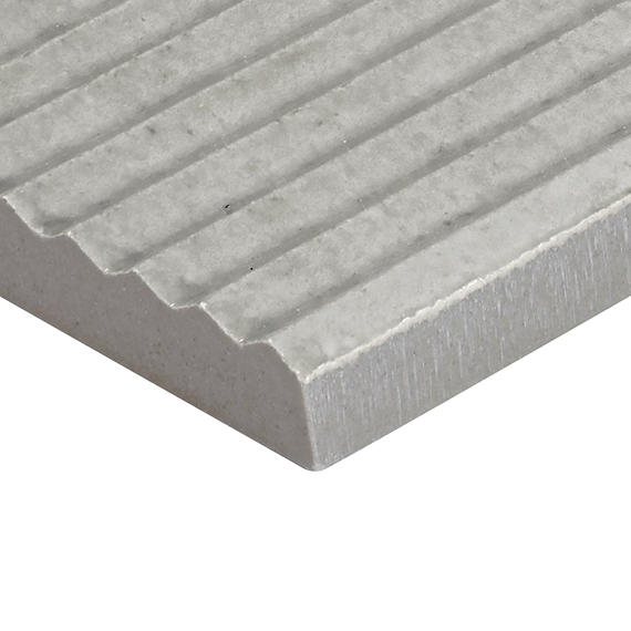 Rice Grigio Structure Rectangle, Raked 3X8 Glossy