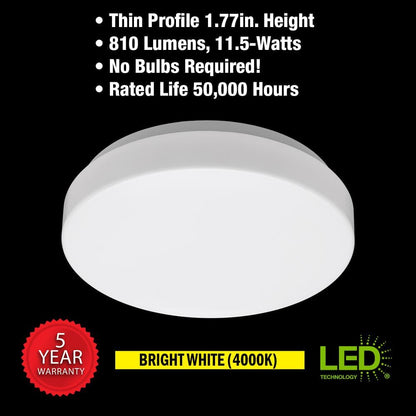 7 in. White Round Closet Light LED Flush Mount Ceiling Light 810 Lumens 4000K Bright White Bathroom Light Laundry Room