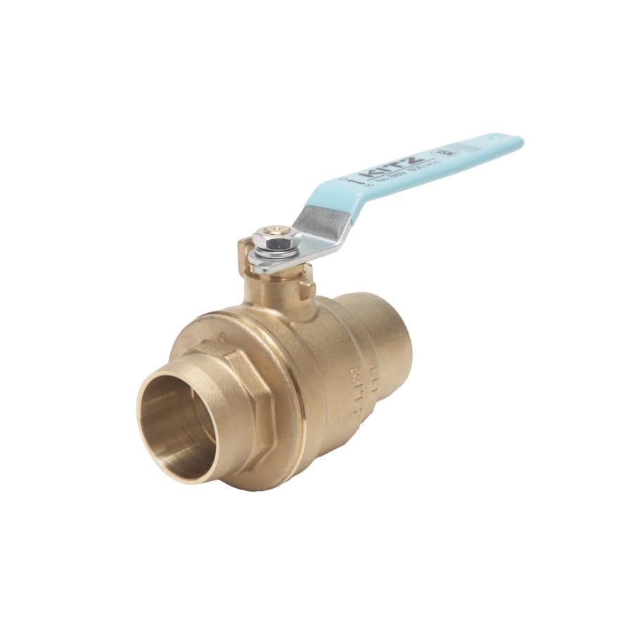 2-Piece Ball Valve, 1/2 in, C, Full Port, Plated Brass Ball, Brass