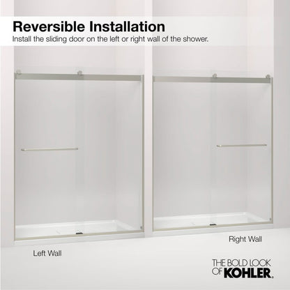 Revel 76â High x 59-5/8" Wide Sliding Shower Door with Crystal Clear Glass, Towel Bar and CleanCoat Technology