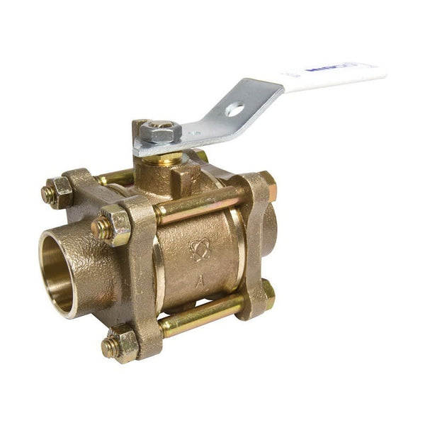 3-Piece Ball Valve, 1-1/4 in, C, Full Port, Stainless Steel Ball, Bronze