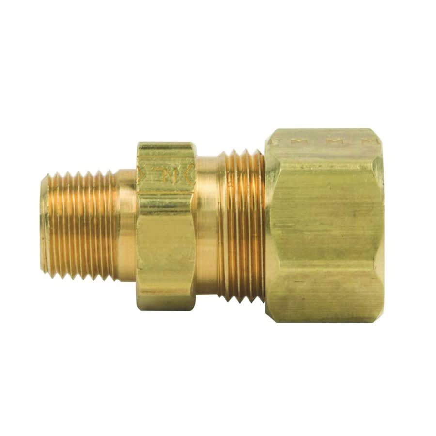 Union, 3/8 x 1/8 in, Comp x MNPT, Brass, Rough Brass, Domestic