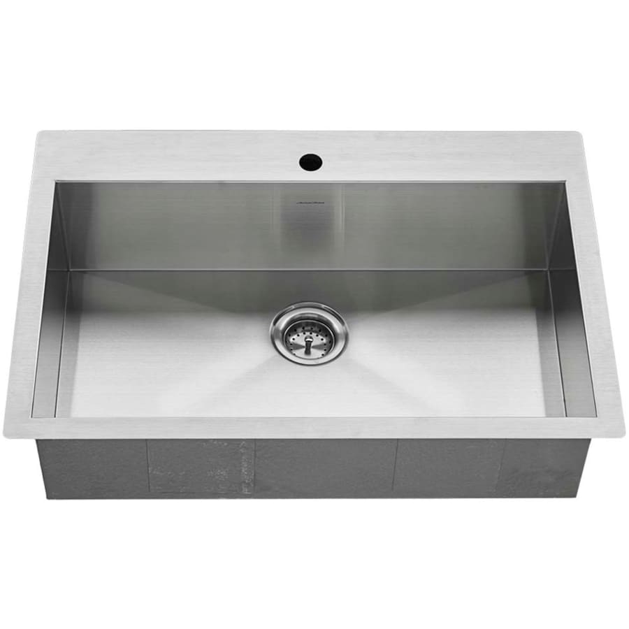 Edgewater 33" Single Basin Stainless Steel Kitchen Sink for Drop In or Undermount Installations with Single Faucet Hole - Drain Included