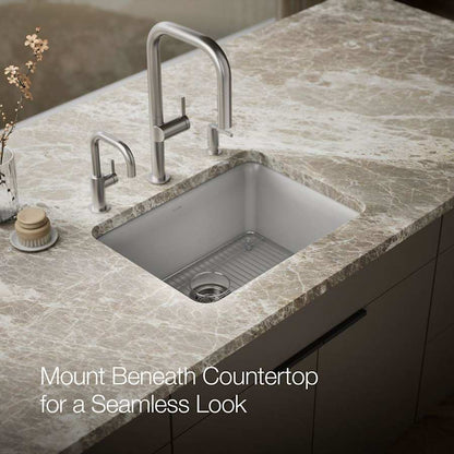 Cairn 24-1/2" Undermount Single Bowl Neoroc Granite Composite Kitchen Sink with Bottom Sink Rack