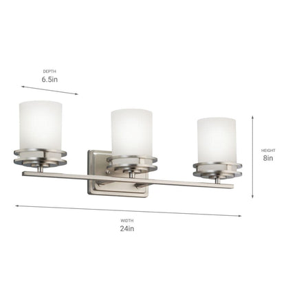 Hendrik 3 Light 24" Wide Vanity Light Bathroom Fixture with Satin Etched Glass Shades