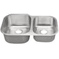 Double Bowl Kitchen Sink, Under Mount, 31-1/2 x 20-1/2 in, Bowl Depths: 9 in Left, 7 in Right, 16 ga Satin Steel, Stainless