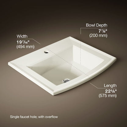 Archer 22-5/8" Drop In Bathroom Sink with 1 Hole Drilled and Overflow