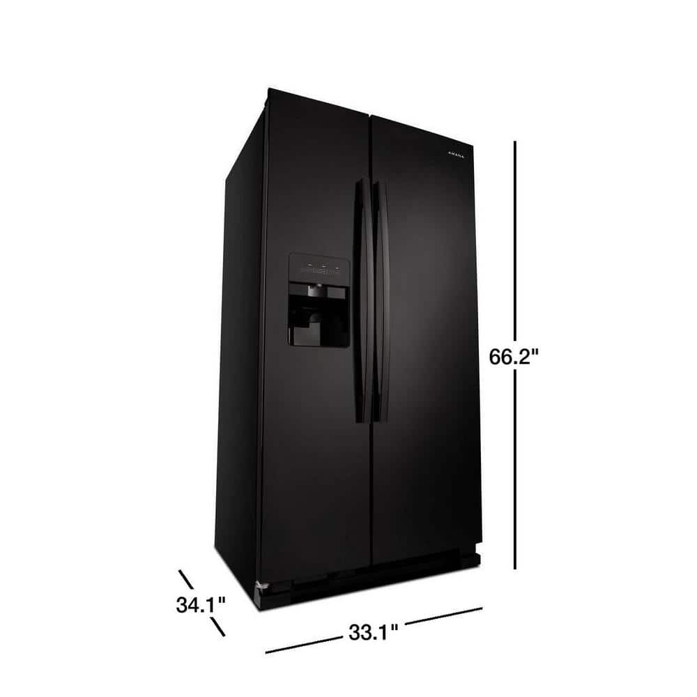 33" Width 21.4 cu. ft. Side by Side Refrigerator in Black