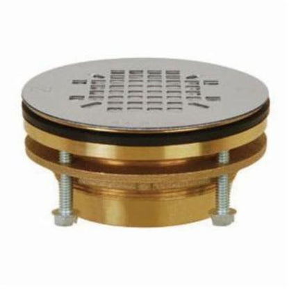 JackRabbit™ Shower Pan Drain, 2 in, No Caulk, 4-1/4 in, Grid, Brass Drain, Stainless Steel