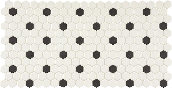 Keystones Arctic White/Black Hexagon 1X1 Matte