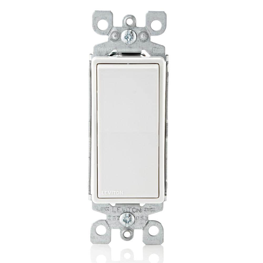 Decora 15 Amp Single Pole Rocker AC Quiet Light Switch, White (10-Pack)