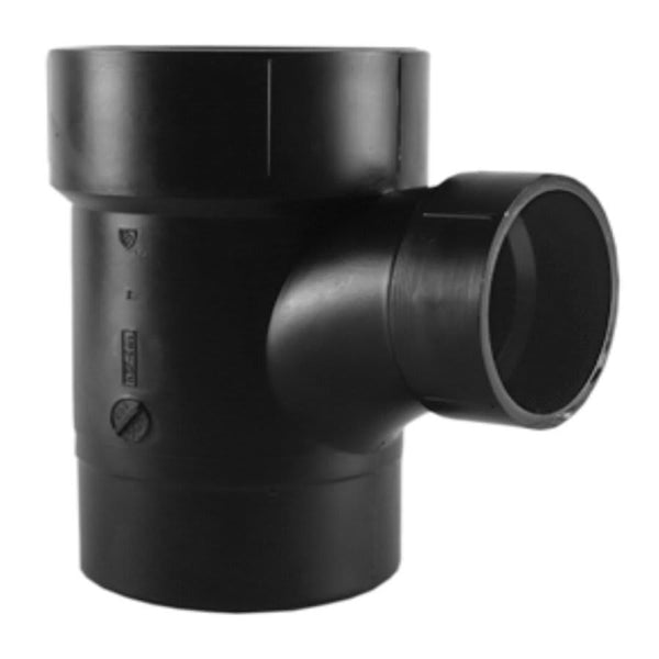 DWV Street Sanitary Tee, 3 x 2 in, Spigot x Hub, ABS