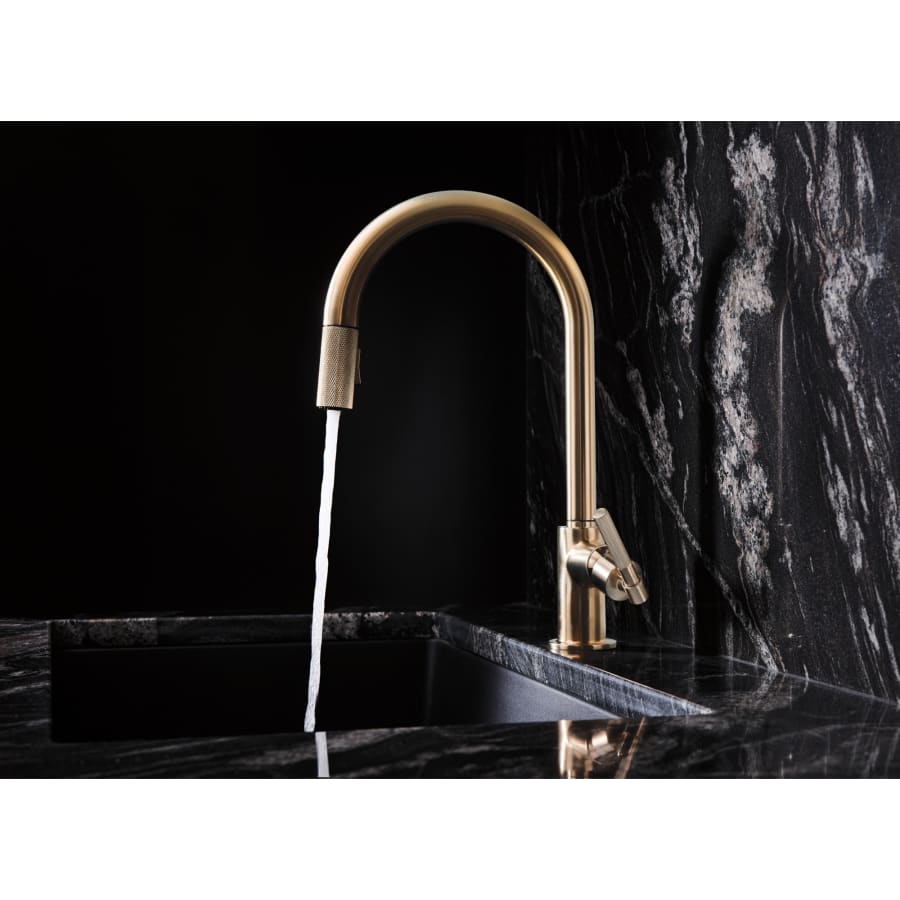 Litze Single Handle Arc Spout Pull Down Kitchen Faucet with Knurled Handle - Limited Lifetime Warranty