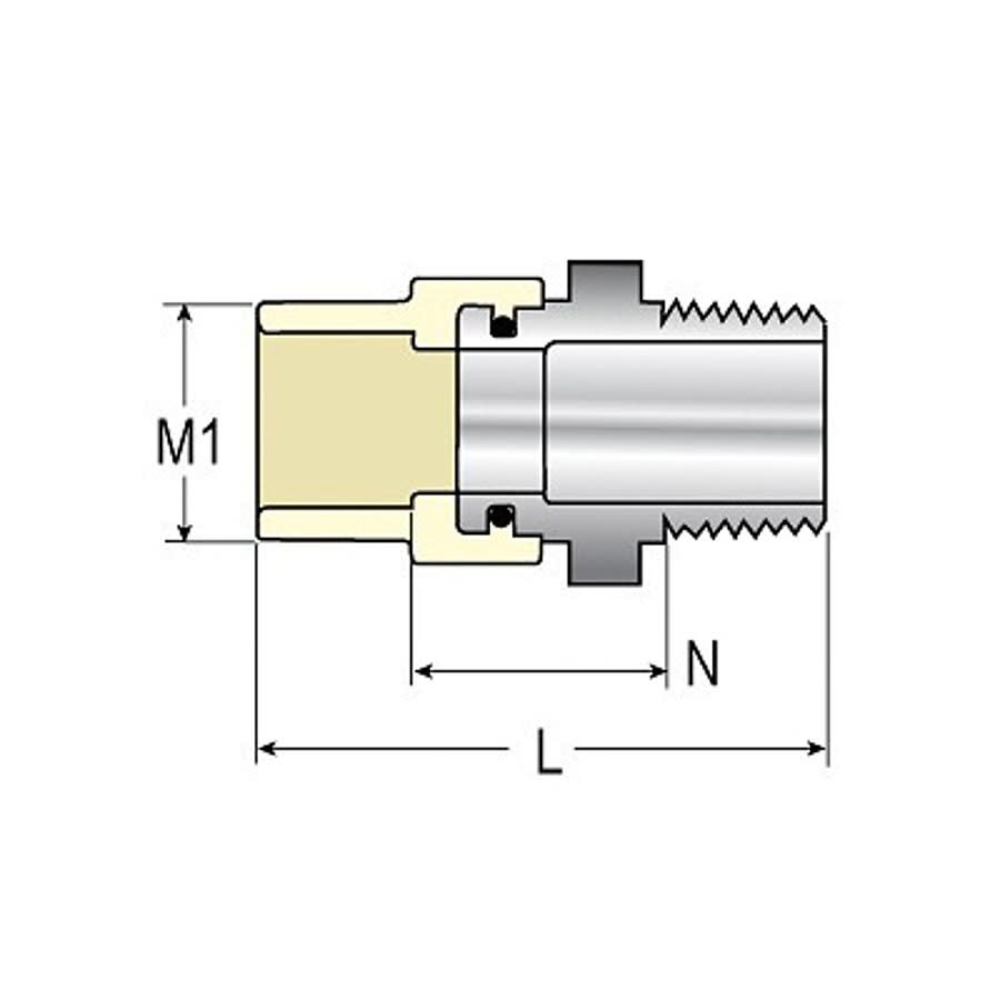 Male Adapter, 3/4 in, Socket x Stainless Steel MNPT, SCH 40/STD, CPVC