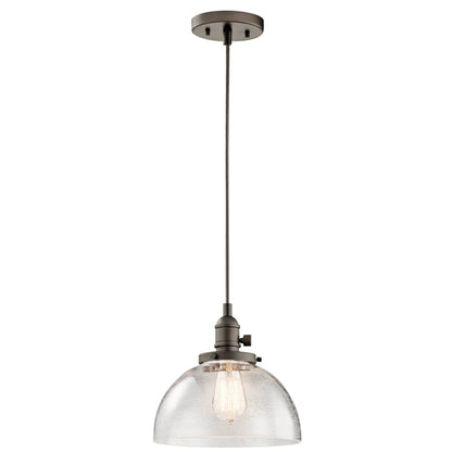 Avery Single Light 10" Wide Pendant with Clear Seedy Glass Shade