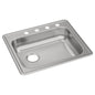 Dayton® Single Bowl Kitchen Sink, Top Mount, ADA, 25 x 21-1/4 in, 5-1/4 in Bowl Depth, 4-Hole, 22 ga Brushed Satin Steel, Stainless