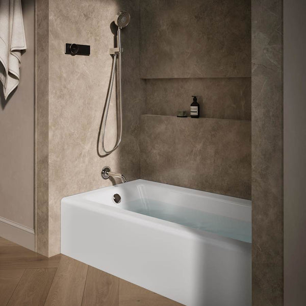 Bellwether Collection 60" Three Wall Alcove Bath Tub with Integral Apron and Left Hand Drain