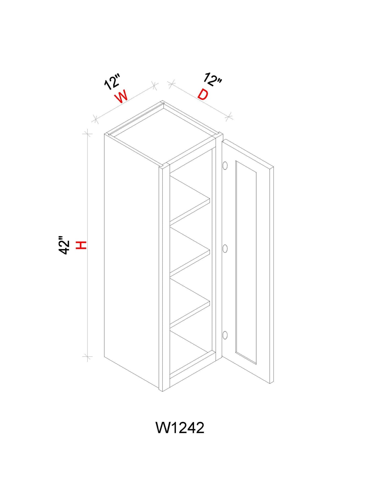 Wall Cabinet - 12"W x 42"H x 12"D