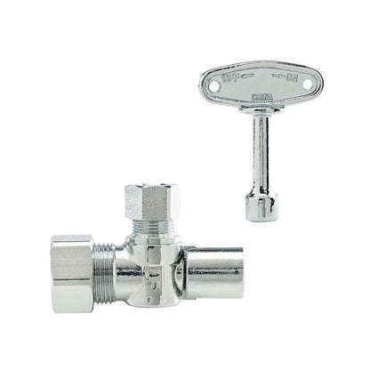 Quarter Turn Angle Stop, Loose Key, 5/8 x 3/8 in, Comp, Chrome