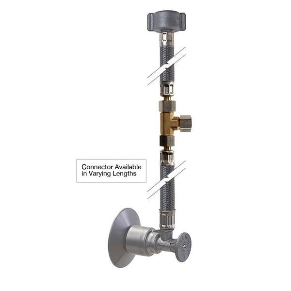 Dishwasher/Ice Maker Dual Supply Kit, 20 in, Conn With Angle Stop & 3/8 in Comp Tee, Polished Chrome