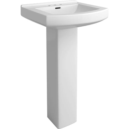 Otter Creek 20" Rectangular Vitreous China Pedestal Bathroom Sink with Overflow and 3 Faucet Holes at 4" Centers