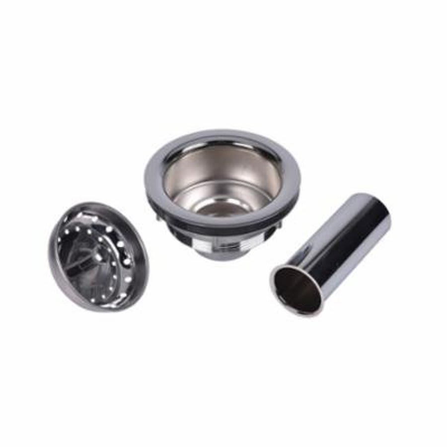 Lucky 7 Sink Basket Strainer, Polished Chrome Plated Brass Body w/ Stainless Steel Basket & 4 in Chrome Plated Tailpiece