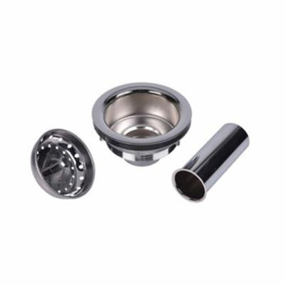 Lucky 7 Sink Basket Strainer, Polished Chrome Plated Brass Body w/ Stainless Steel Basket & 4 in Chrome Plated Tailpiece