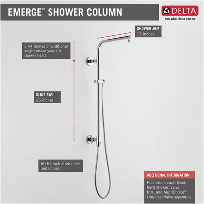 Emerge 26" Round Shower Column with Hose and Integrated Diverter - Less Shower Head and Hand Shower