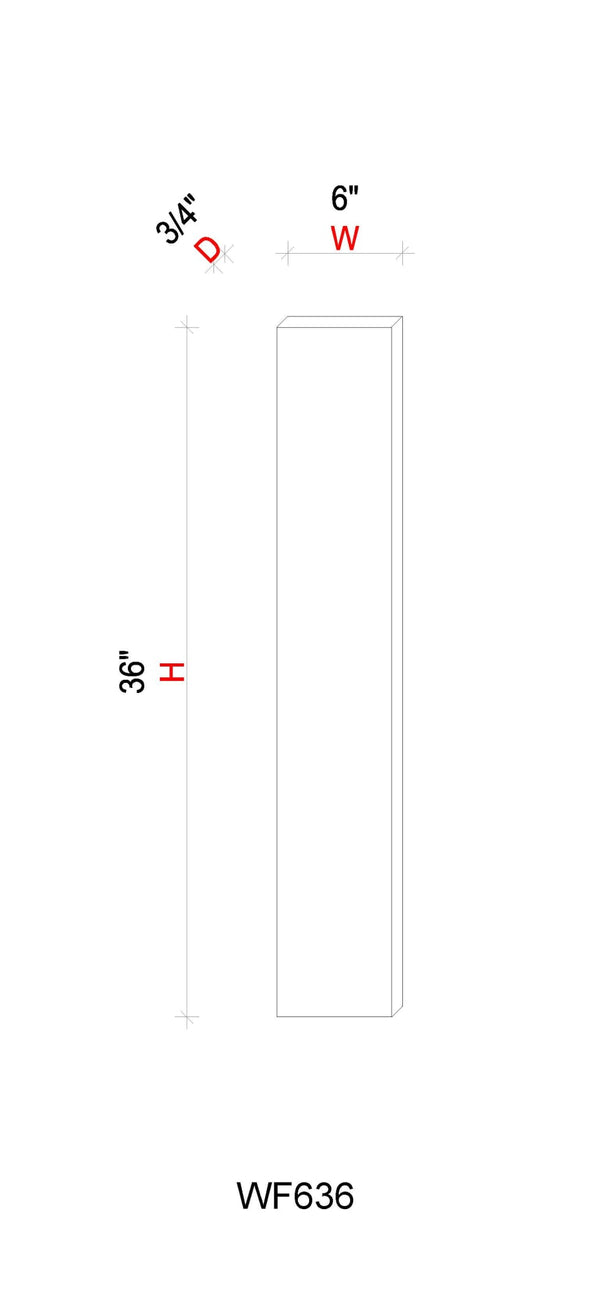 Filler - 6"W * 36"H * 3/4"D
