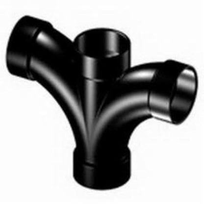 DWV Double Fixture Fitting, 2 x 1-1/2 x 1-1/2 x 1-1/2 in, Hub, ABS