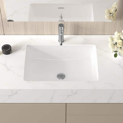 22 in. Ceramic Rectangular Undermount Bathroom Sink in White with Overflow Drain