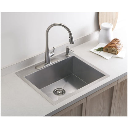 Vault 25" Single Basin Top-Mount/Under-Mount 18-Gauge Stainless Steel Kitchen Sink with SilentShield