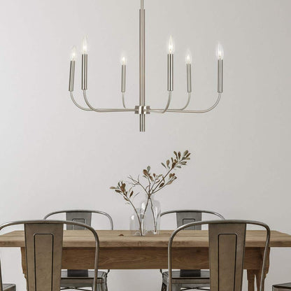 6-Light Brushed Nickel Classic Candlestick Chandelier