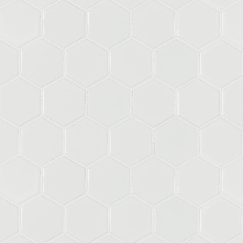 White Matte 2” Hexagon Mosaic Tile