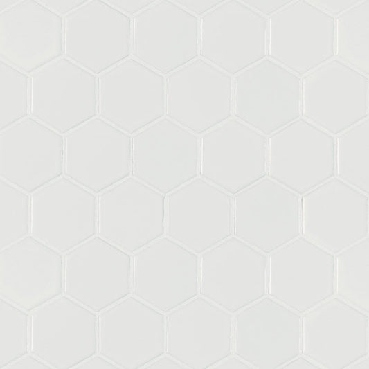 White Matte 2” Hexagon Mosaic Tile