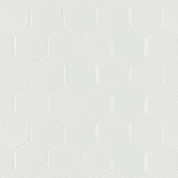 White Matte 2” Hexagon Mosaic Tile