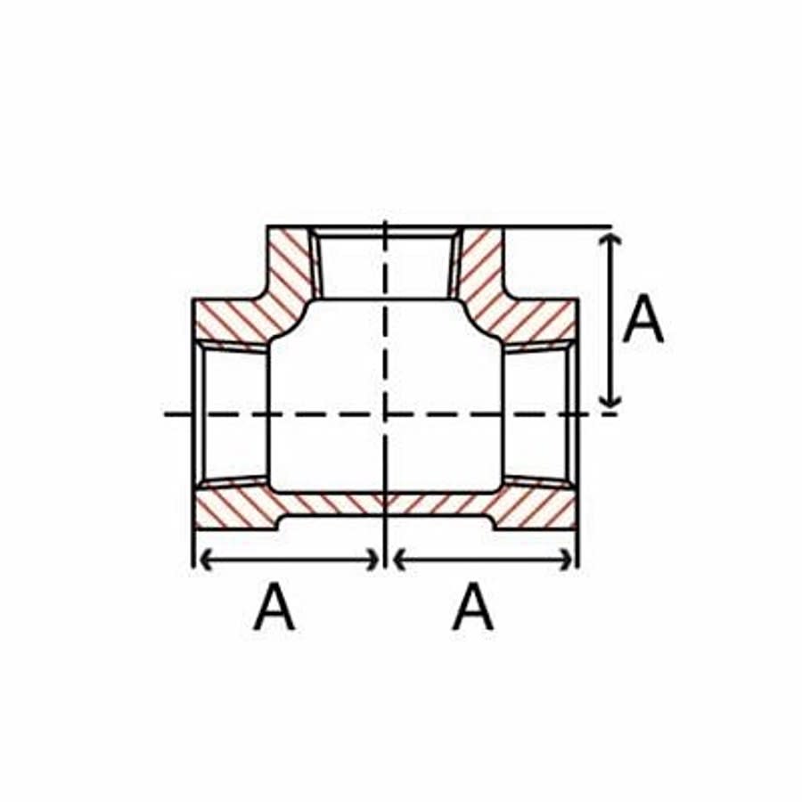 Tee, 1 in, FNPT, 300 lb, Malleable Iron, Black
