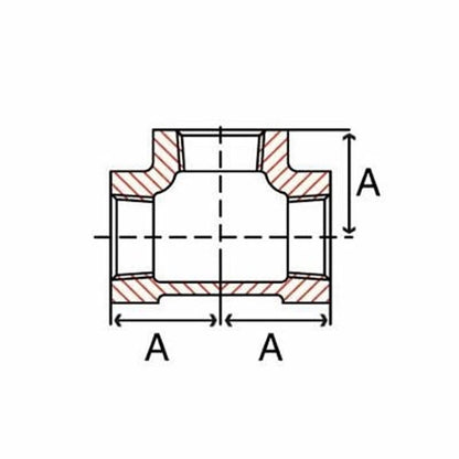 Tee, 1 in, FNPT, 300 lb, Malleable Iron, Black
