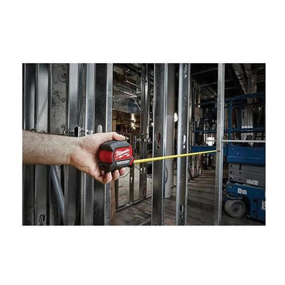 Compact Magnetic Wide Measuring Tape With Belt Clip, 16 ft L x 1 in W Blade, Steel Blade, 1/16 in, 1/8 in, 1/4 in, 1/2 in, 1 ft Graduation
