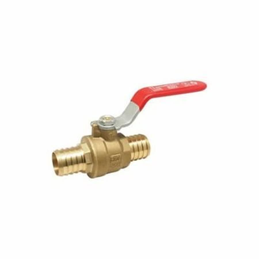 1-Piece Ball Valve, 3/4 in, Crimp PEX, Standard Port, Plated Brass Ball, Brass