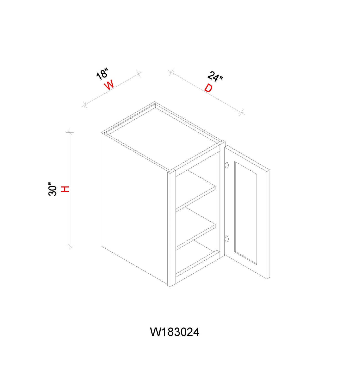 Wall Refrigerator Cabinet - 18"W x 30"H x 24"D